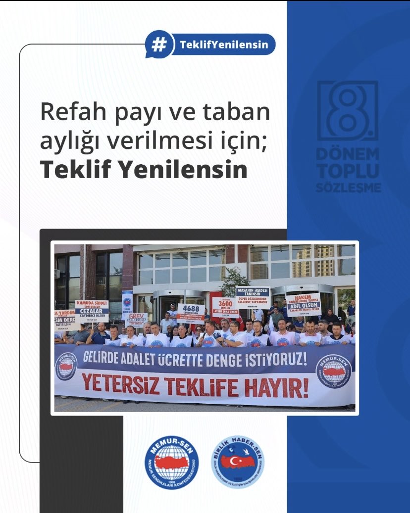 Ocersit36's tweet photo. Refah payı ve taban aylığı verilmesi için; #TeklifYenilensin https://t.co/sifsflV6Ry