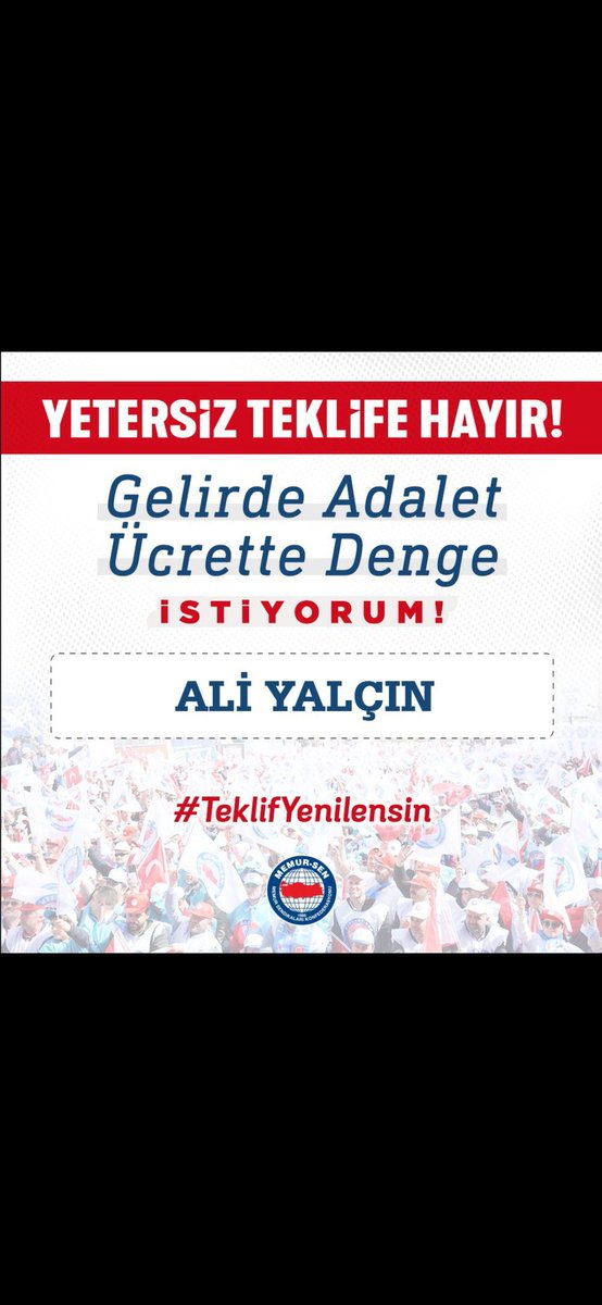 #TeklifeHayırDiyoruz #MemuraGerçekZam #TeklifDeğilSadaka #MemurMaaştaFarkYedi