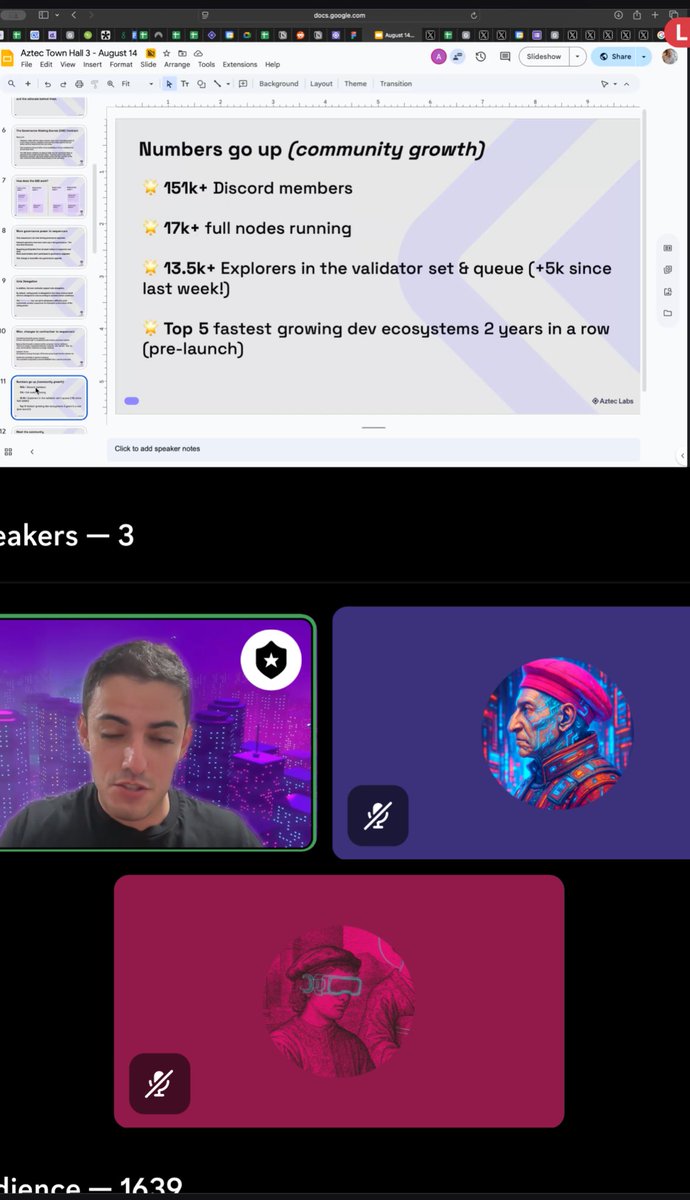 SerialNodes's tweet image. Just attended to the @aztecnetwork Townhall while I was in a restaurant during holidays
