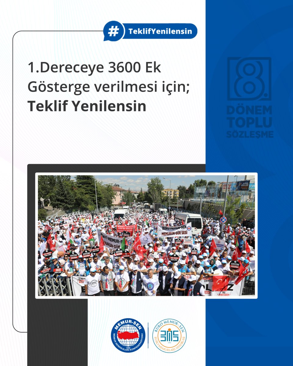1.Dereceye 3600 Ek Gösterge verilmesi için; #TeklifYenilensin