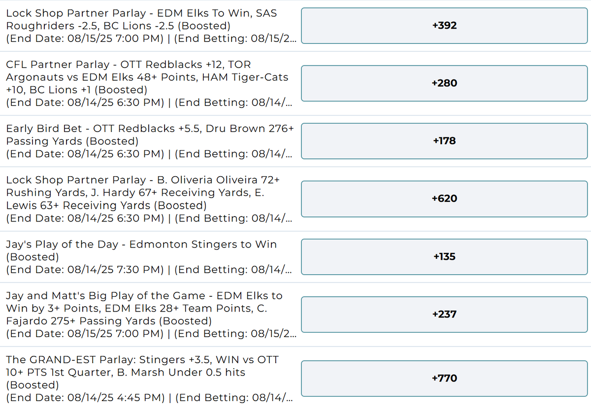 It's a FULL SLATE of E.S.T. Specials over <a href="/PlayAlbertaCA/">Play Alberta</a> today!

Use code "ESTSPORTS" and get a $50 free bet when you deposit $20! 

RIDE HERE: playalberta.ca/sports/daily-s…