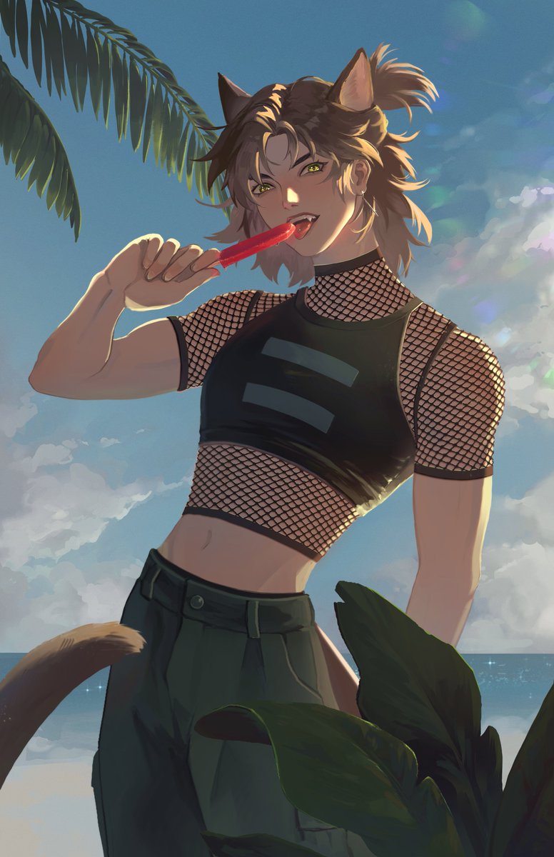 espretae's tweet image. Catboy on the beach.