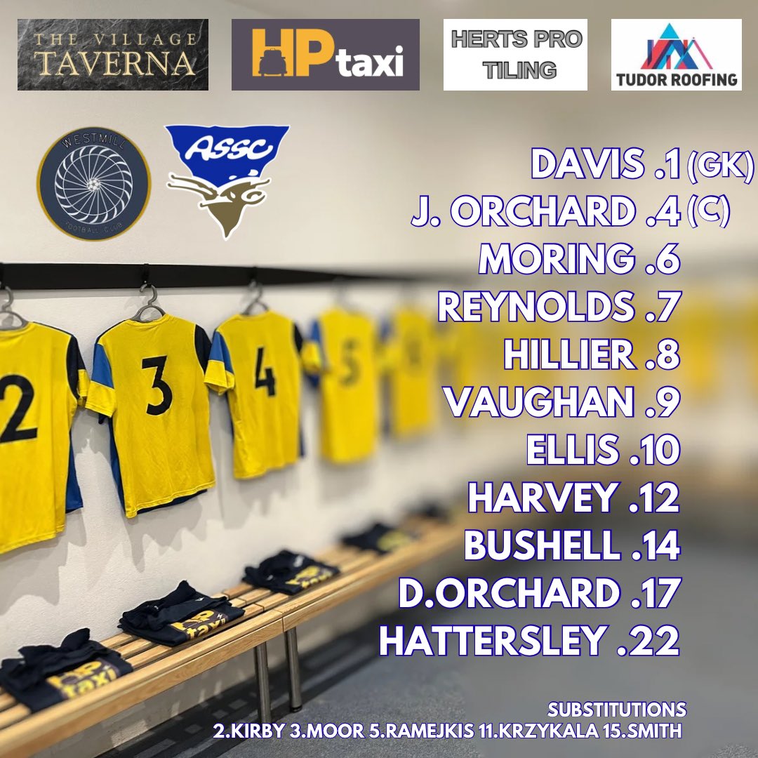 LINE UP

Here’s how your Allenburys team looks for tonight. 

Several changes to the team from last weekend, with captain J.Orchard returning in the heart of the defence and a Allenburys debut for Vaughan and Ellis.

A full compliment of subs to impact the game when the chance is