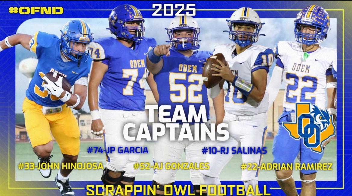 Odem Owl Football 
2025 Team Captains
<a href="/OdemOwlFootball/">Odem Owl Football</a> <a href="/OdemAthletics/">Odem Owl Athletics</a>
