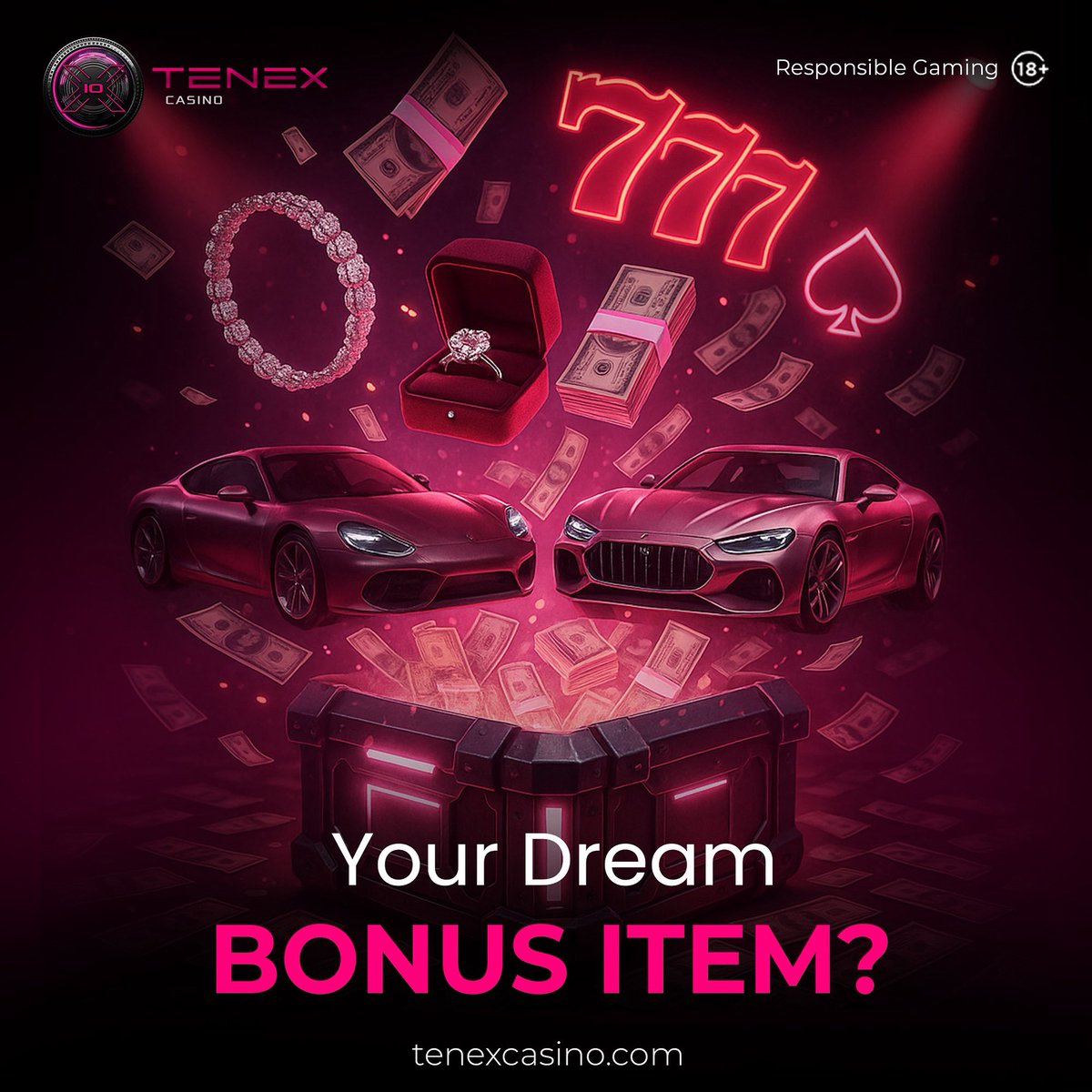 Tenexcasino's tweet photo. β‘οΈ Crypto cash cannon? Instant respin button?
What item would you equip in-game for max chaos?
#BonusGear #CryptoLoot https://t.co/d3xg5eC7uQ