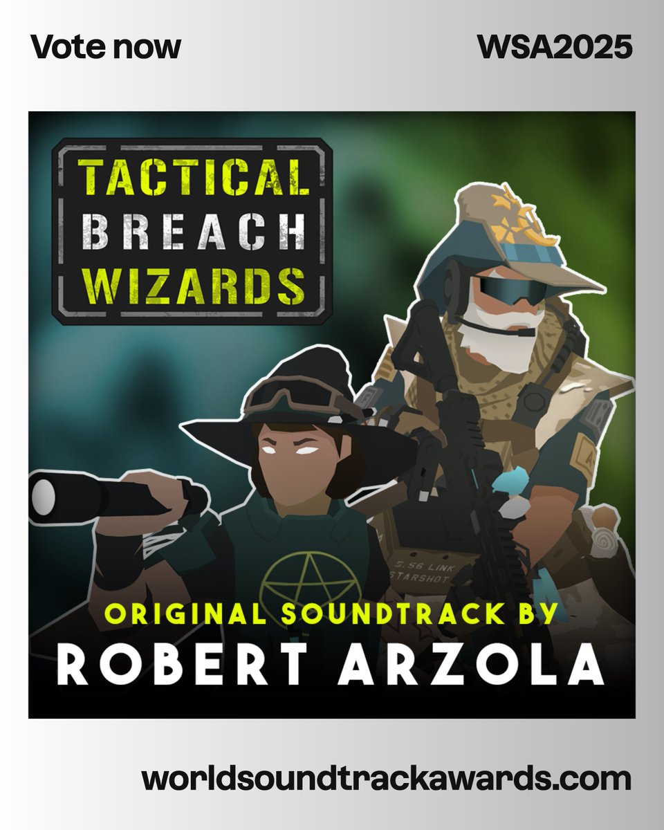 We're thrilled to see that our music supervisor, Robert Arzola, is up for a World Soundtrack Award for his video game score for Tactical Breach Wizards.  Voting is open to the public, so check out the landing page link below to see how to vote!
ow.ly/wcLT50WFrop
