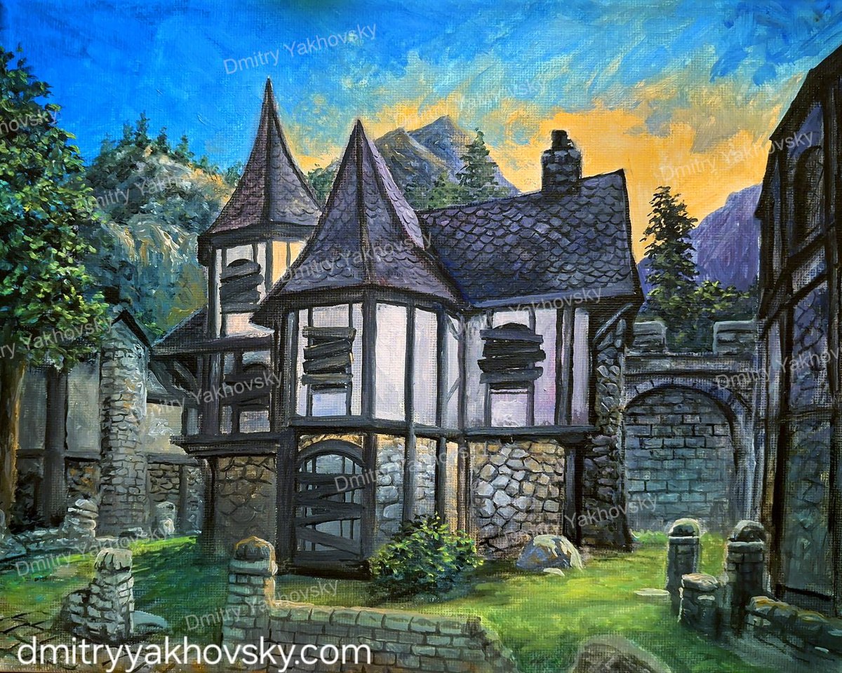DYakhovsky's tweet photo. My oil painting of the Abandoned House in Cheydinhal, from Elder Scrolls Oblivion videogame.

#oblivion #elderscrolls https://t.co/uoEMe6gFKb