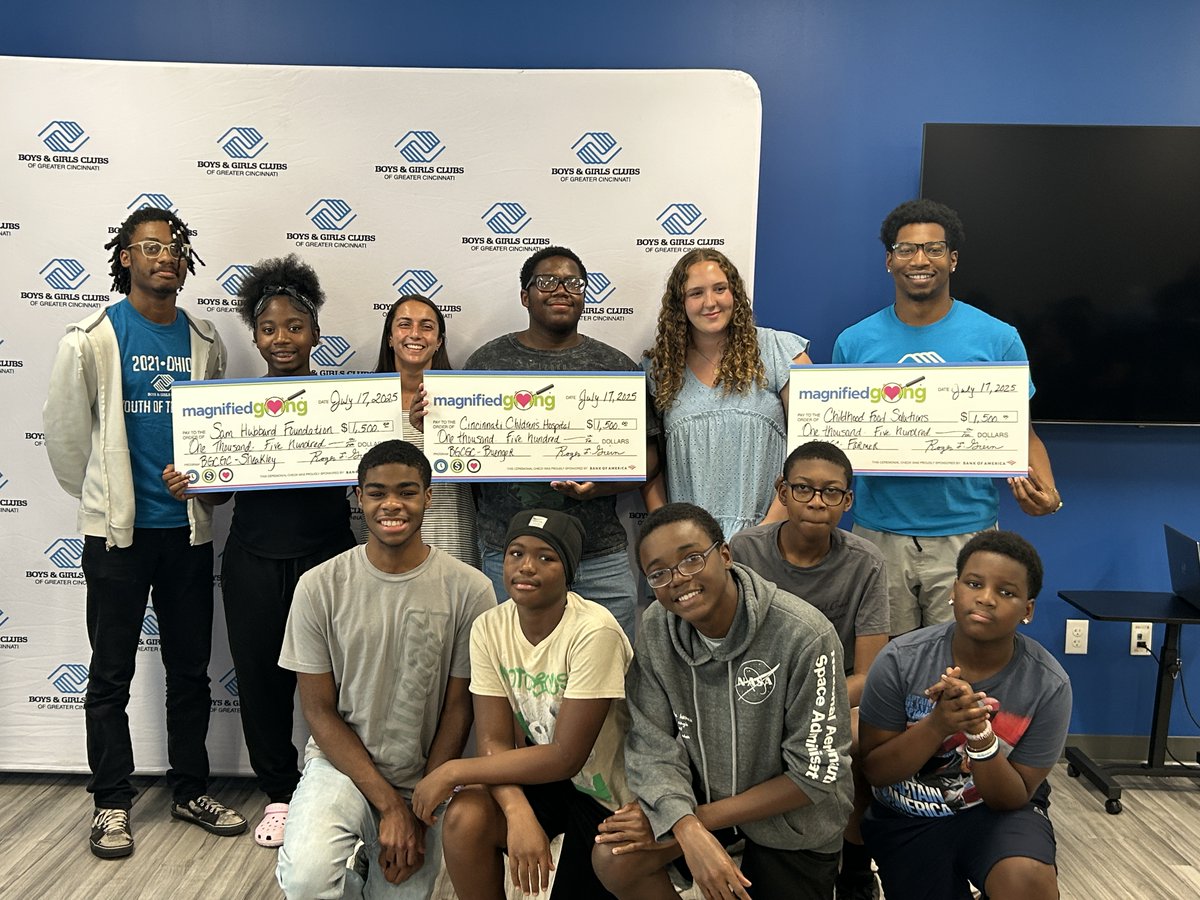 MagnifiedGiving's tweet image. 💙 youth making change 💙

The Boys &amp;amp; Girls Club of Greater Cincinnati wrapped up their 2nd year in the Magnified Giving program — from lemonade stands for Sam Hubbard Foundation to handmade bracelets for Cincinnati Children’s patients.

#YouthPhilanthropy