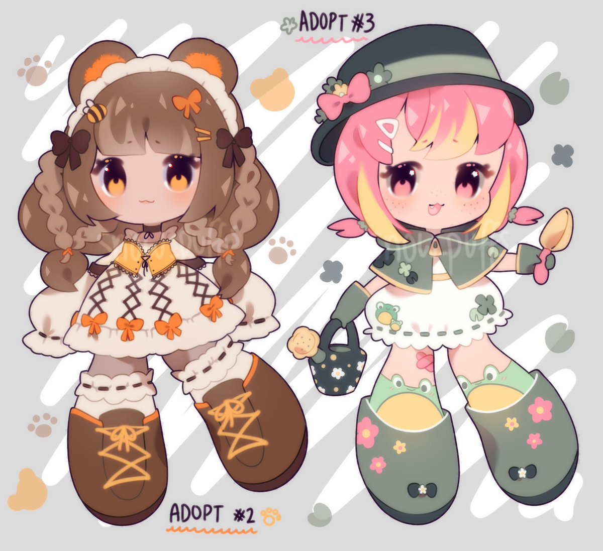snow_puffs's tweet photo. 🐻 Bear and Frog 🐸 chibby adopts open! 

They are £65 each, with the additional option of +£60 for commercial rights each! 

Likes and reposts really appreciated! 

✨ Link below to purchase &amp; more information! ✨ https://t.co/lOXrrwA98R