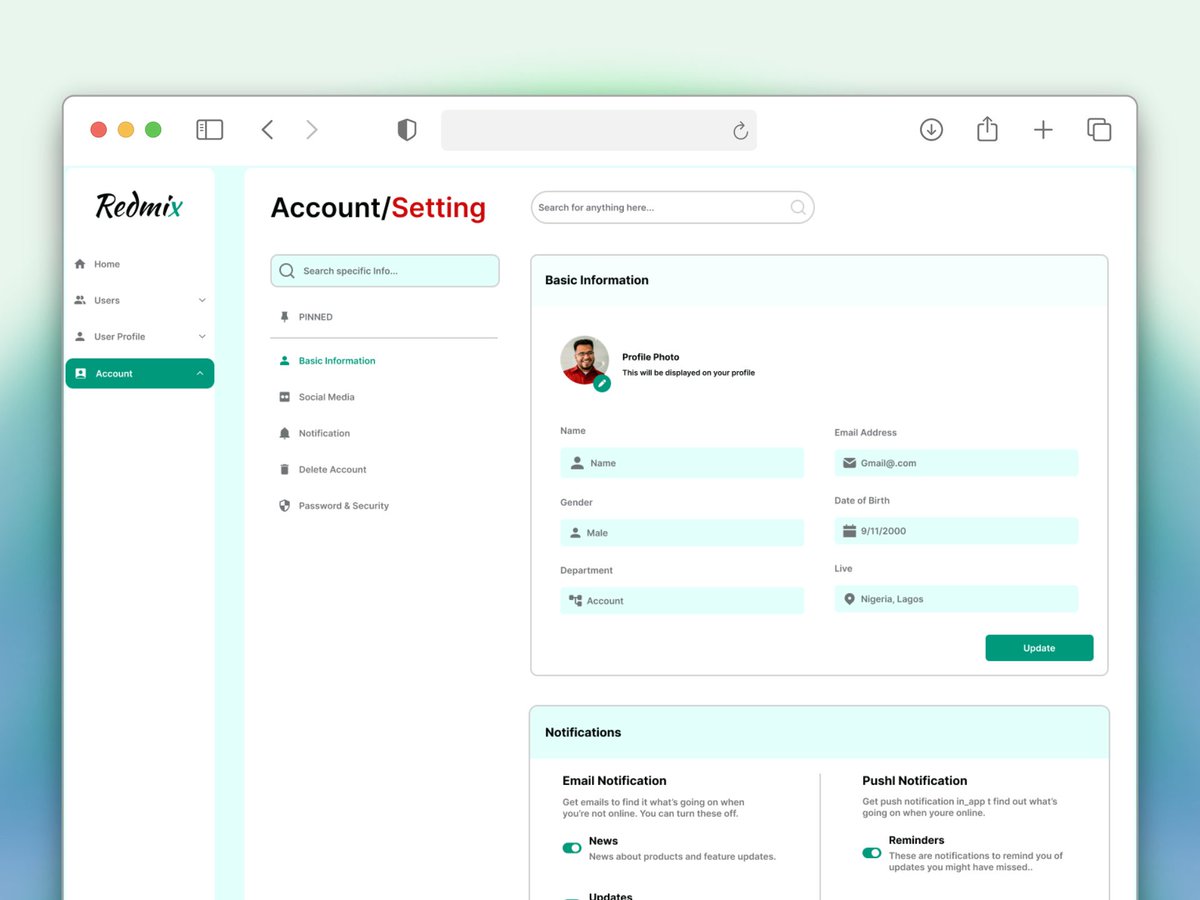 Redmix_designs's tweet photo. Designed this dashboard settings page for a web (include account preferences, notifications, privacy, and theme customization).
It was amazing working on this project as I am really getting better at Auto layout!🥳🥳 #PWJCommunity #jolomidesigns #jolomiomadeli https://t.co/RSSFGcwWL4