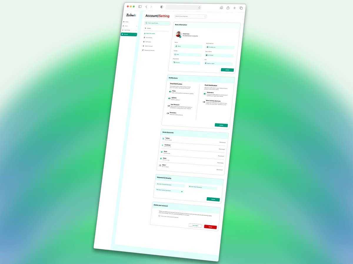 Redmix_designs's tweet photo. Designed this dashboard settings page for a web (include account preferences, notifications, privacy, and theme customization).
It was amazing working on this project as I am really getting better at Auto layout!🥳🥳 #PWJCommunity #jolomidesigns #jolomiomadeli https://t.co/RSSFGcwWL4