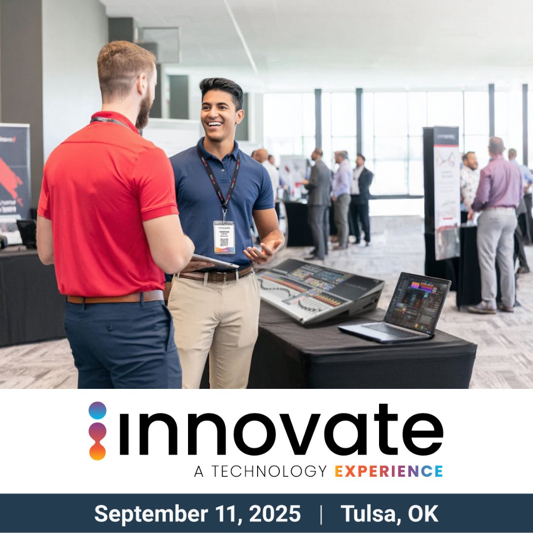 🚨Join us at Innovate: A Technology Experience! 🚨

📅 Thursday, September 11, 2025
📍 Hard Rock Hotel &amp; Casino | Tulsa, OK
🕘 9 AM - 3 PM

Register for Oklahoma's Premier Pro AV Show for a FREE, all-day event with the latest solutions!

🔗 Register Now: cvent.me/l4GOZv