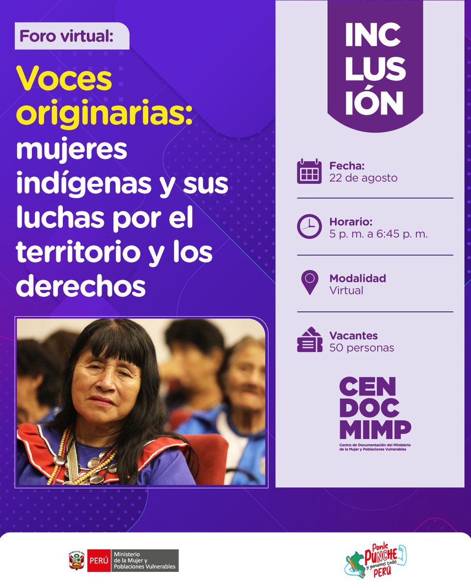 🔬✨ En el marco del Día Internacional de las Poblaciones Indígenas, reconocemos a las mujeres indígenas que defienden su territorio, sus derechos y la herencia cultural de nuestros pueblos. 🌍✊🏽
Participa del foro virtual gratuito "Voces originarias: mujeres indígenas y sus