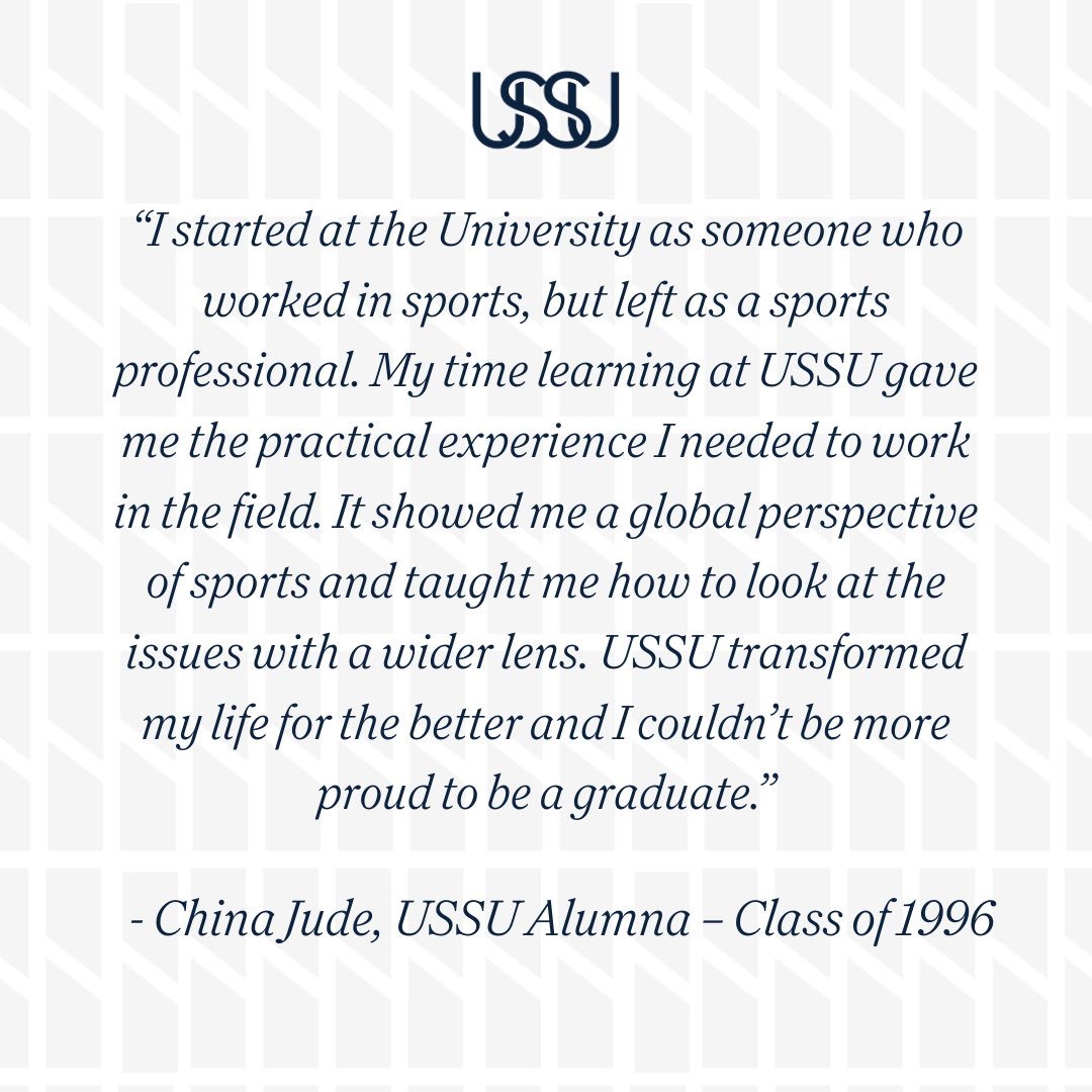 USSU alumna China Jude (Class of ’96) is now President of Business Operations at Motor City Cruise — proving our curriculum builds leaders ready to make their mark in sport. She’s one of many in our strong alumni network — a network that truly sets us apart from others.
#USSU