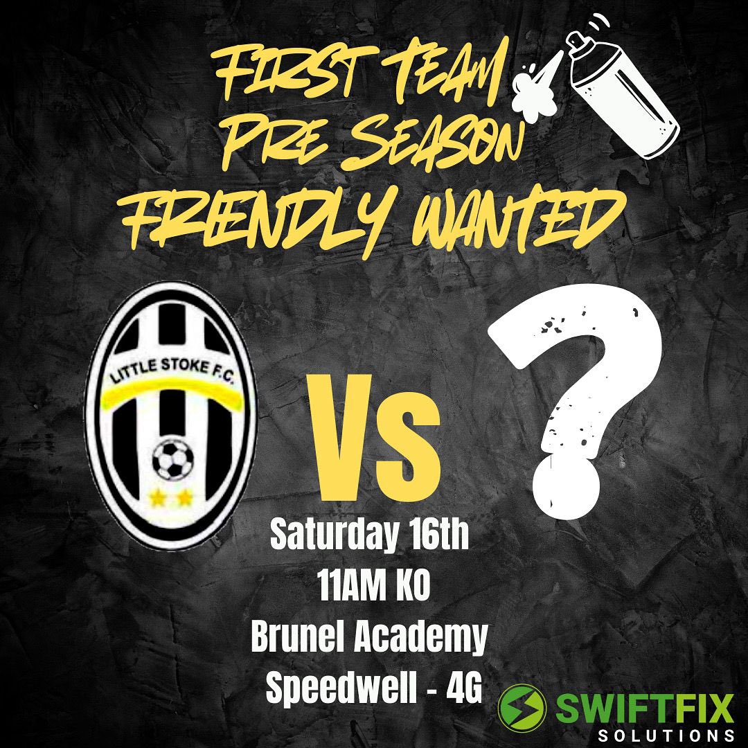 Little_Stoke_FC's tweet photo. 🚨 Late Notice Friendly wanted 🚨

Due to a cancellation we are looking for a friendly this Saturday see details https://t.co/FZ5rDO7xzL