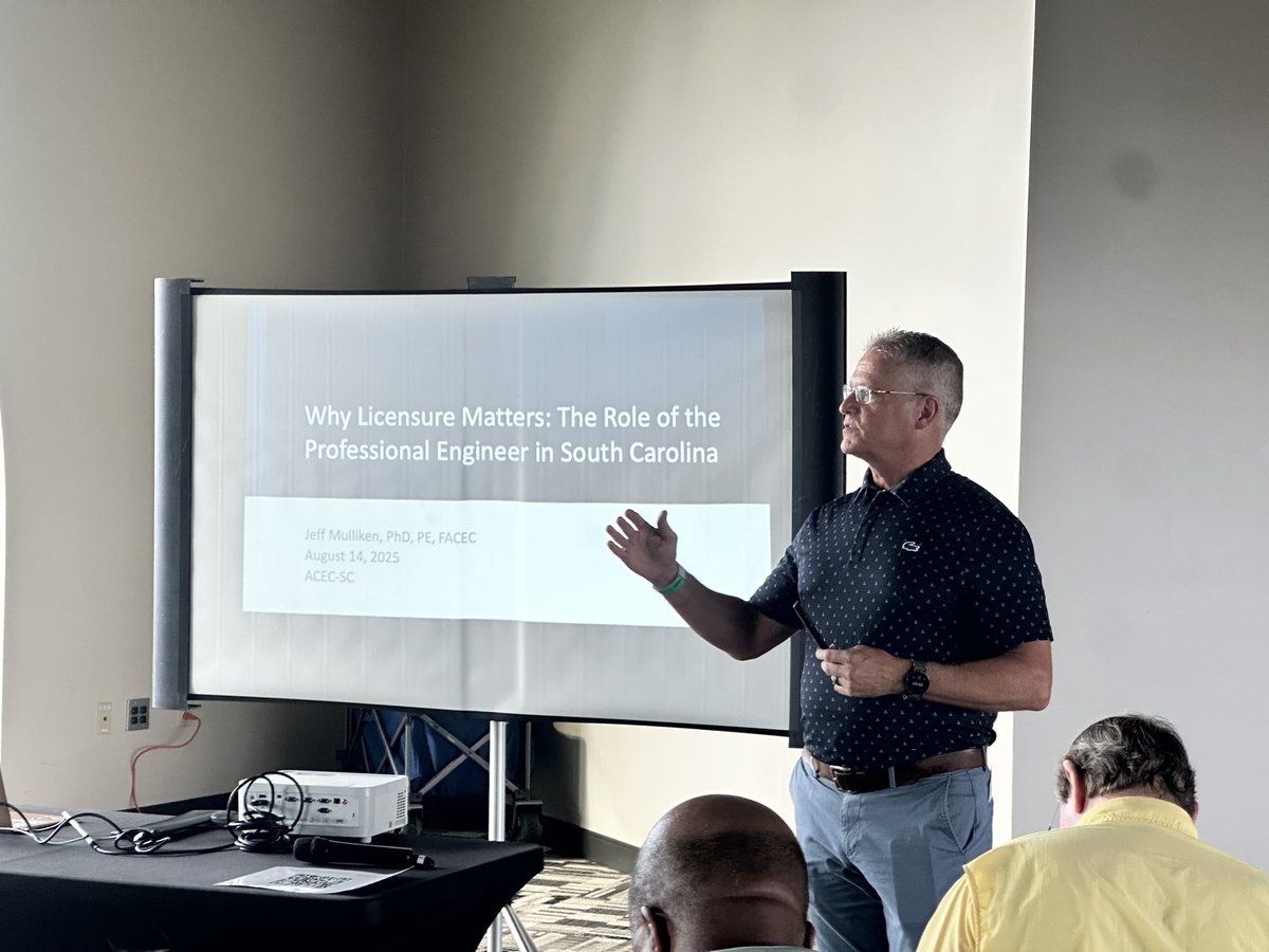 . <a href="/JeffMulliken/">Jeff Mulliken</a> , PhD, PE, FACEC (#CarolinaTEA) speaking about the importance of licensure, how to get licensed, and what it means to be a PE.  We’re here with the <a href="/ColaFireflies/">Columbia Fireflies</a>, to knock it out of the park.   Thanks SC Board of Engineering &amp; Surveying for funding this endeavor.