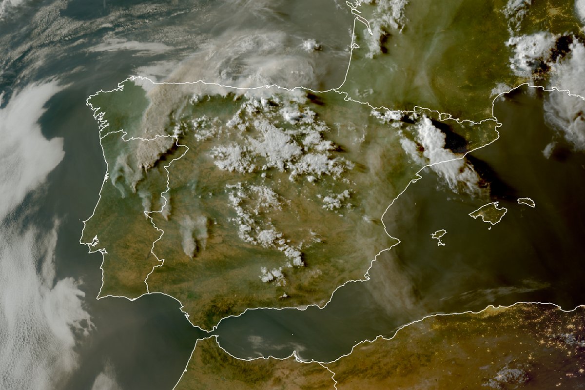 ProyectoMastral's tweet photo. ¡Tremendo! El satélite mostraba esta tarde el humo de los varios incendios activos en España y Portugal. En tierra, se pierden vidas, hogares y miles de animales. Un drama que se mide en mucho más que hectáreas. Toda nuestra fuerza para quienes luchan contra el fuego. https://t.co/wFwYcA0pvB