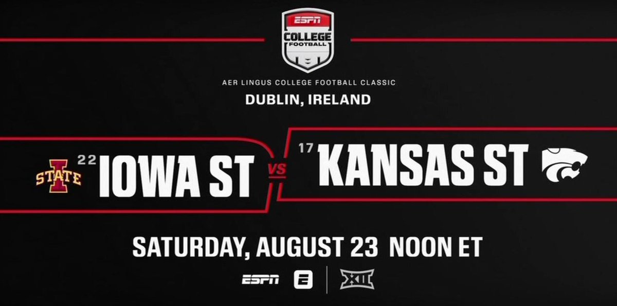 bill hofheimer (@bhofheimer_espn) on Twitter photo A clear sign that college football season is getting close...
Our first <a href="/ESPNCFB/">ESPN College Football</a> game promo just aired on College Football Live. <a href="/cfbireland/">Aer Lingus College Football Classic</a> is just 9 days away! #Farmageddon in Dublin. A clear sign that college football season is getting close...
Our first <a href="/ESPNCFB/">ESPN College Football</a> game promo just aired on College Football Live. <a href="/cfbireland/">Aer Lingus College Football Classic</a> is just 9 days away! #Farmageddon in Dublin.