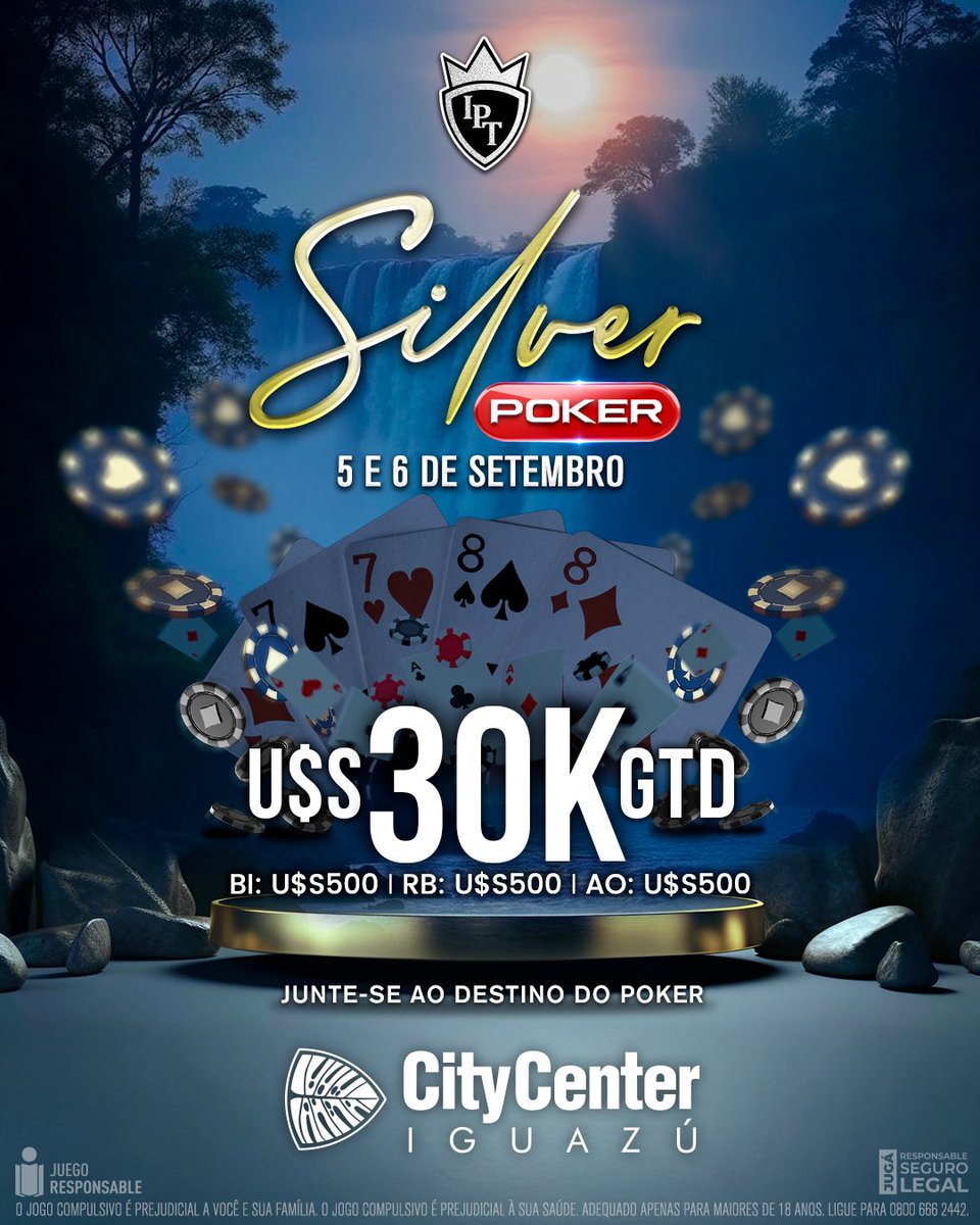⚡SILVER PÓKER ⚡
Una nueva aventura llega a nuestras mesas:
📅5 y 6 de septiembre

🪙BI: U$S 500
🪙RB: U$S 500
🪙AO: U$S 500 
📲Reserva tu lugar al +54 9 3757407492
#silverpoker #citycenteriguazu #casino #citycenterpoker