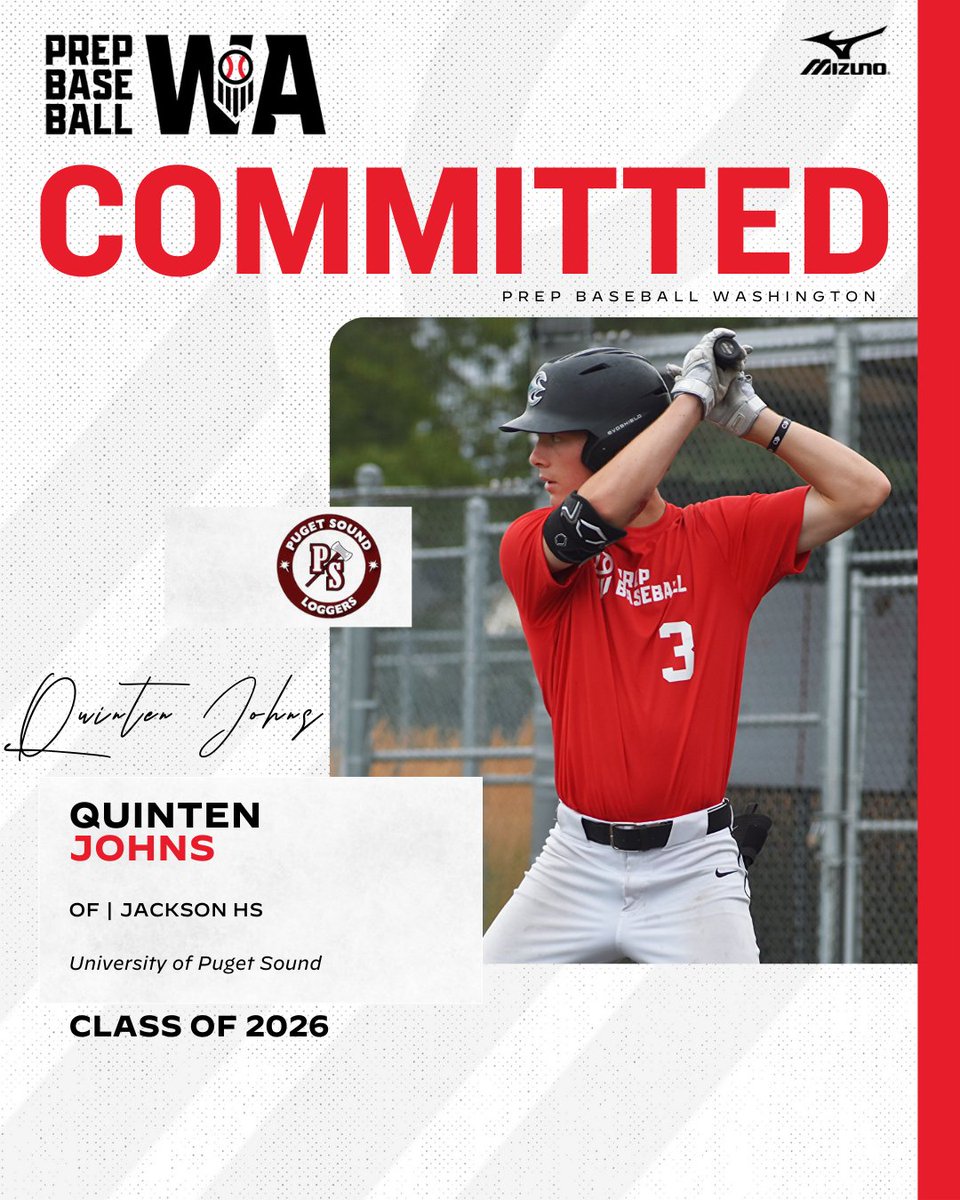 🚨 𝐂𝐎𝐌𝐌𝐈𝐓𝐌𝐄𝐍𝐓 𝐔𝐏𝐃𝐀𝐓𝐄 🚨

'26 OF Quinten Johns (Jackson) has committed to the University of Puget Sound #LoggerUP

Made a recent commitment? Let us know on your profile. Graphics are created once commitments are verified.