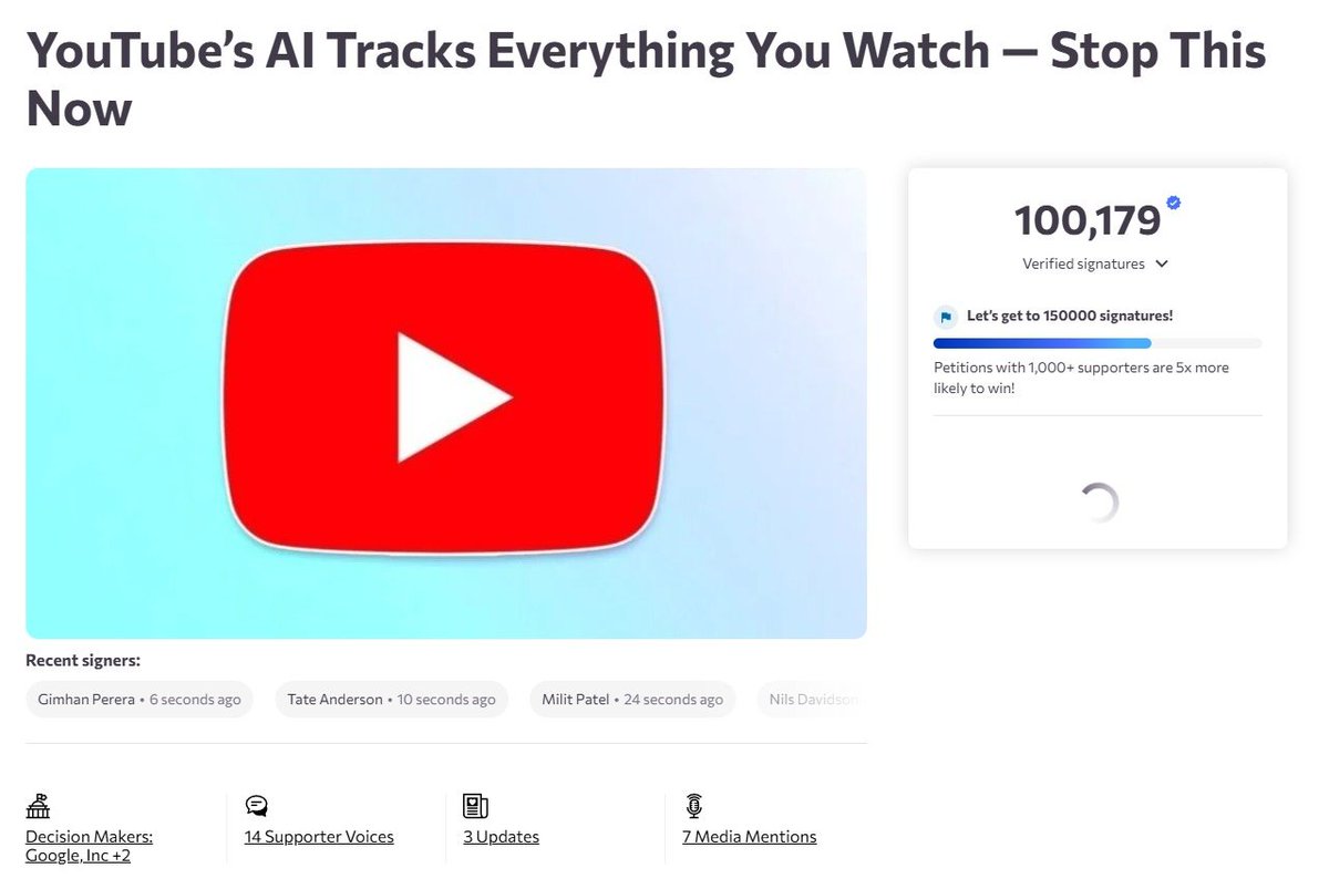 Pirat_Nation's tweet image. People in the US demand YouTube shut down its new AI system that tracks viewing habits.

 If the AI deems you under 18, content is restricted unless ID is provided.