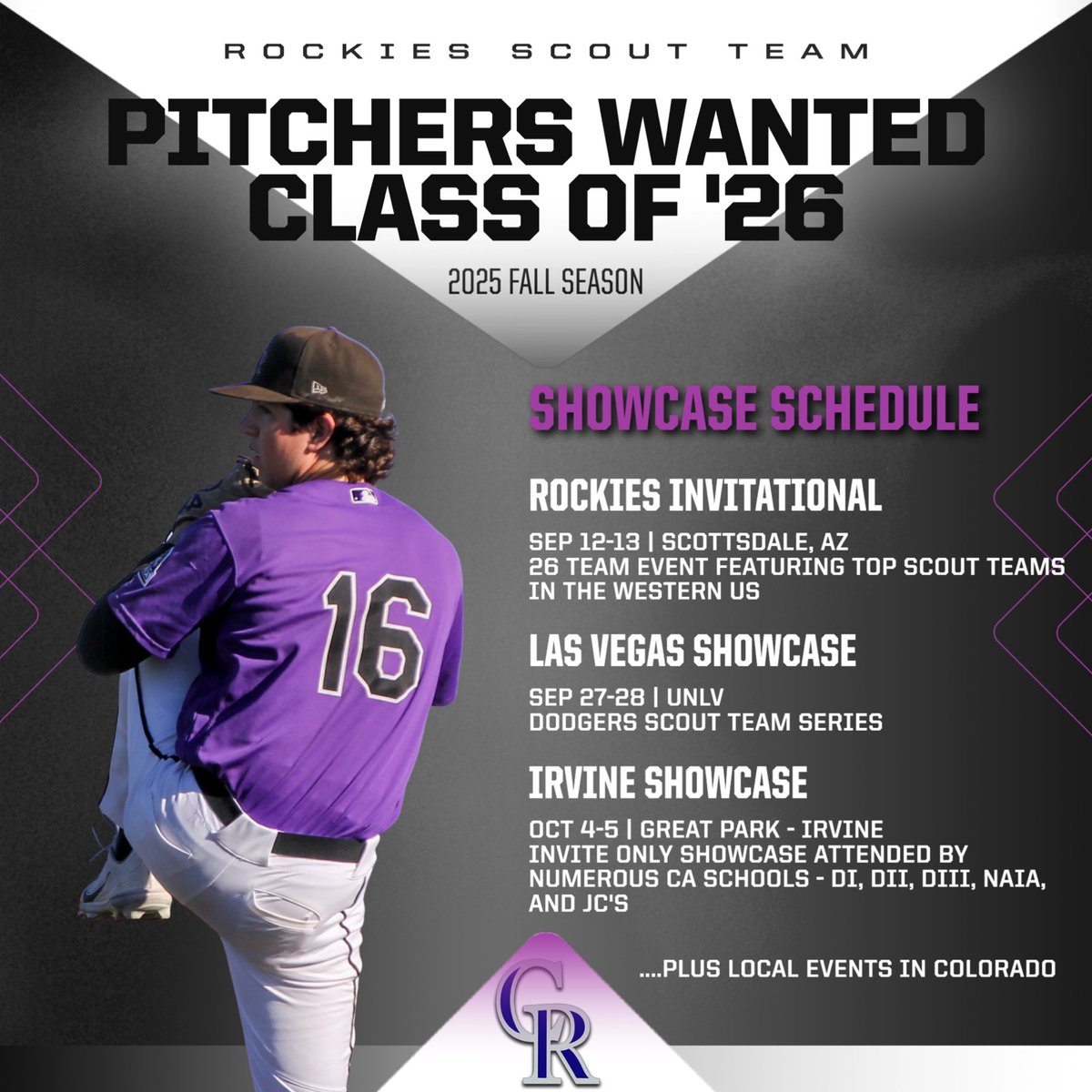ONE SPOT LEFT! We are looking for one more PO to complete our fall roster. DM for more information.
#fallball #showcase #beseen #rockiesscoutteam #coloradobaseball