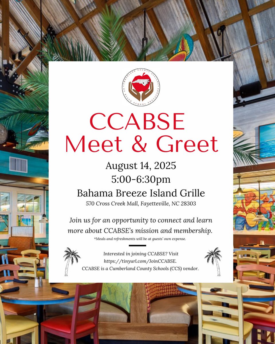 Come on out and join us at our #CCABSE Meet &amp; Greet located at Bahama Breeze!