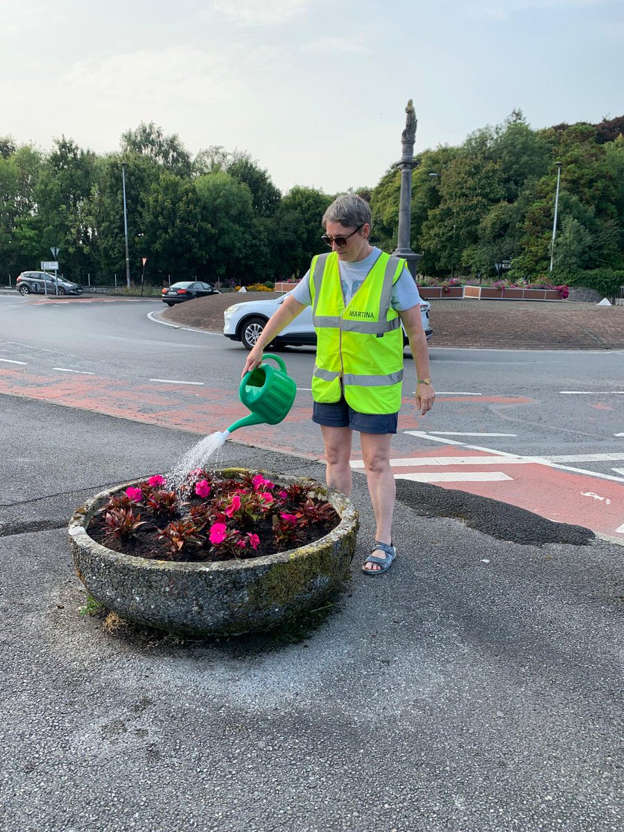 EnnisTidyTowns's tweet photo. Keeping our town blooming! Our dedicated volunteers were out watering the beautiful flowers on the Maid of Erin Roundabout today🌸 #ennis #ennistidytowns #supervalu #Tidytowns #Ireland https://t.co/KYep5viw8F