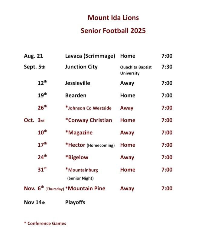 The schedule is set! Go Lions!!