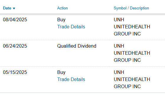 Since everyone is flexing on their $UNH positions. Peep those "Buy" dates 👀