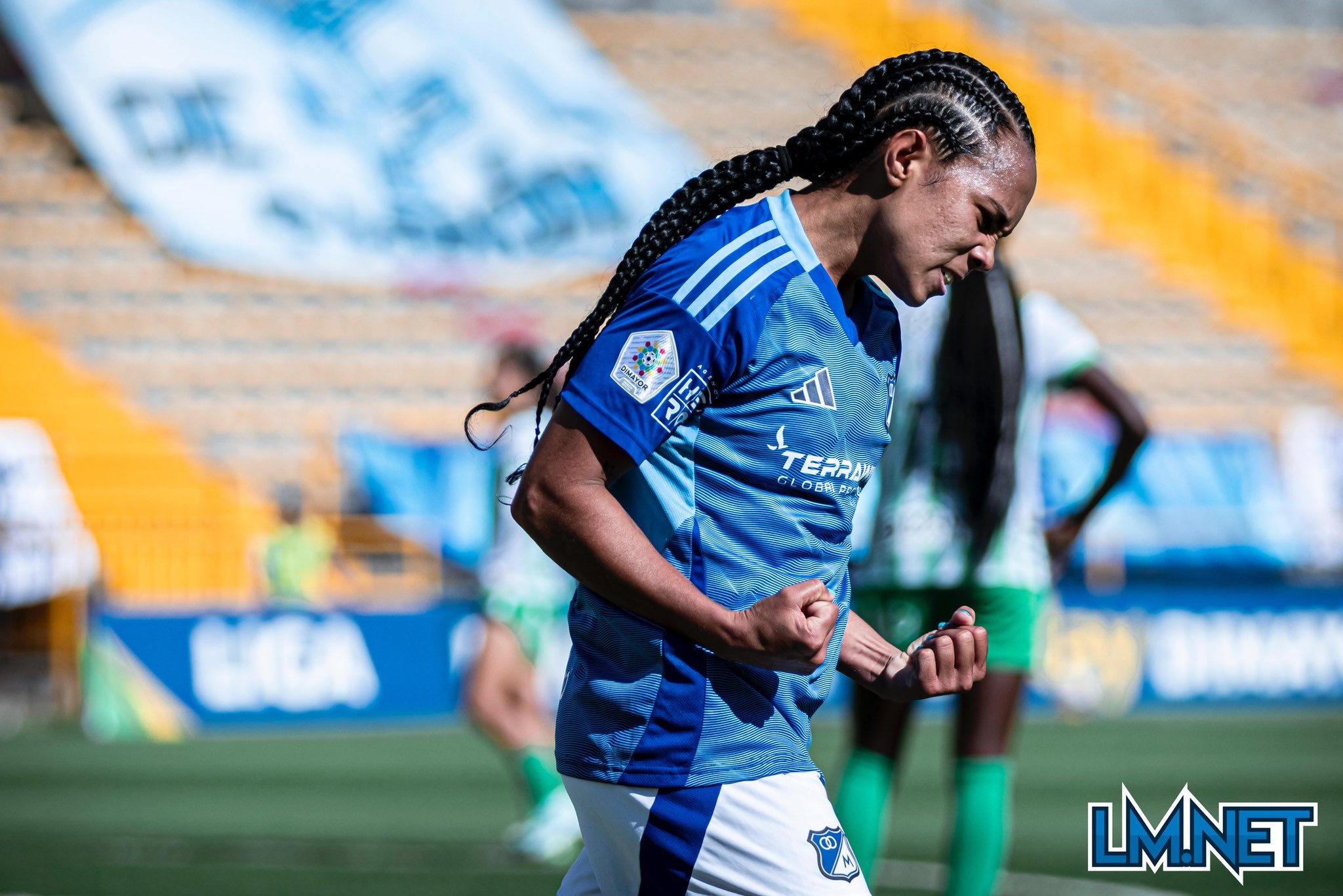 Laura Bolaños, jugadora de Millonarios tras anotar vs Atlético Nacional
