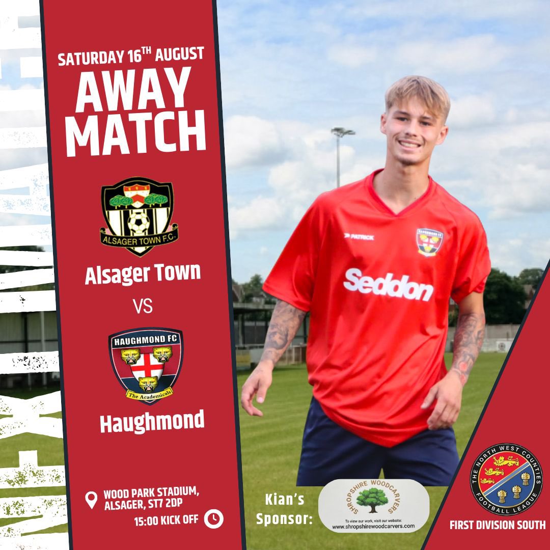 Match Day 5! 🔴⚽

We’re on the road this Saturday as we take on Alsager Town in the North West Counties First Division South.

📍 Wood Park Stadium, Alsager, ST7 2DP
🕒 Kick-off: 15:00

#HaughmondFC #MatchDay #NWCL #AwayDays #TheAcademicals #NonLeagueFootball
