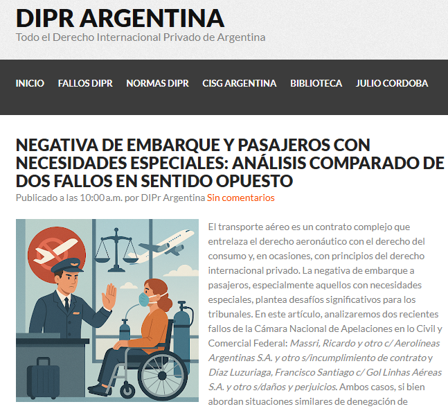 DIPrArgentina's tweet photo. En #DIPrArgentina analizamos dos casos de negativa de embarque en vuelos internacionales por necesidades médicas especiales. En uno se admitió la demanda, en el otro se la rechazó. Los fallos como siempre en #FallosDIPr Lean y comenten! de qué lado están?? https://t.co/64Kko5klLk