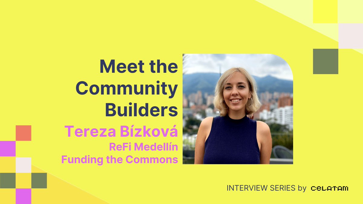 For the third episode of “Meet the Community Builders” we sat down with <a href="/TerezaBizkova/">Tereza Bízková</a>, co-founder of <a href="/ReFiMedellin/">ReFi Medellín (🌳, 🌱)</a> &amp; community lead at <a href="/FundingCommons/">Funding The Commons</a>.

From Medellín, she’s building spaces where ideas, people &amp; purpose connect. 🌱

🧵 Here are some key insights 👇
