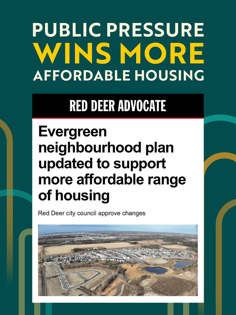 CommStrongAB's tweet image. #RedDeer City Council's rezoning of Evergreen is a win for affordable housing. Thanks to public pressure, new duplexes, town homes &amp;amp; narrow-lot homes are coming. Let’s keep pushing council candidates to support affordable housing development. #AffordableHousing #CommunityStrongAB