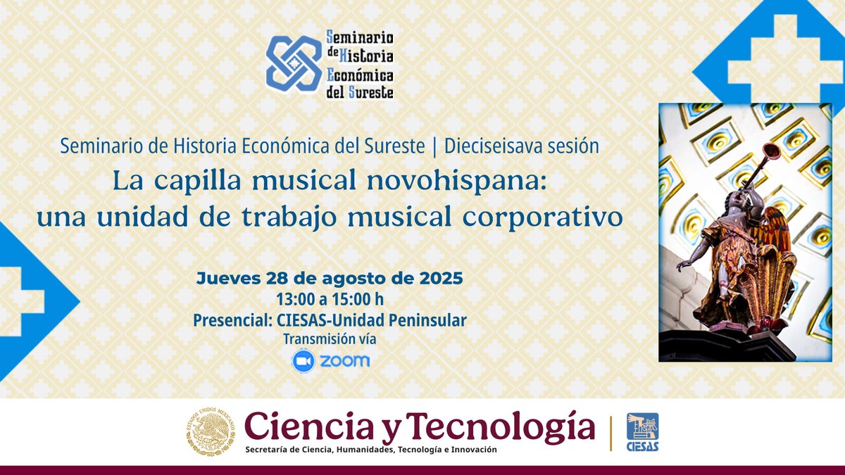 📜 «La capilla musical novohispana: una unidad de trabajo musical corporativo», ponencia sobre la estructura, funcionamiento y poder simbólico de la capilla musical catedralicia novohispana, así como su trabajo al interior.
Más información en goo.su/vJy7u