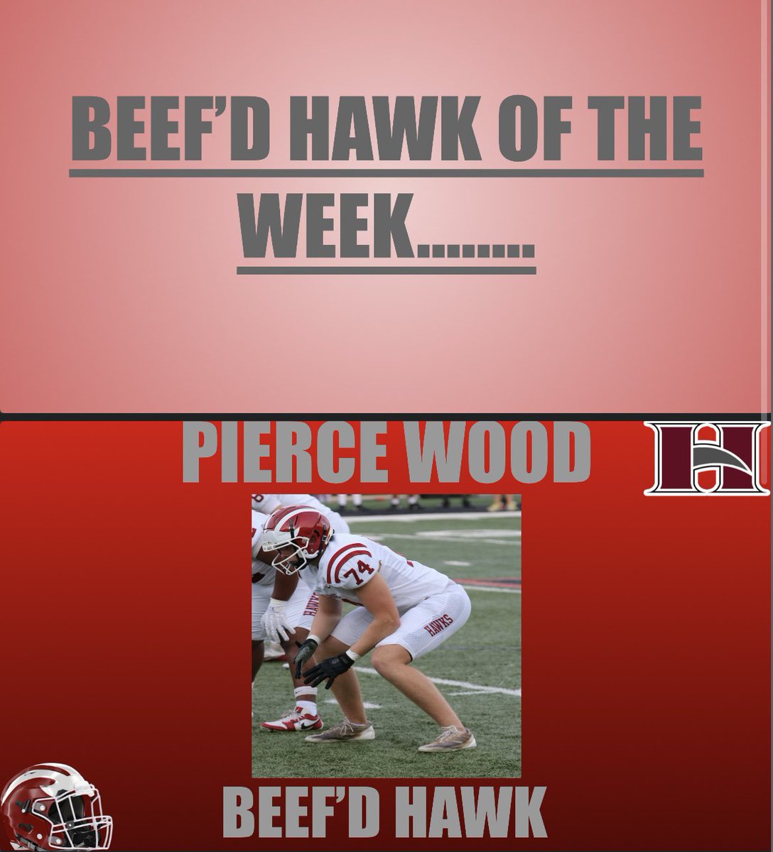 CoachHayes50's tweet photo. WEEK 1 BEEF’D HAWK OF THE WEEK ‼️ Goes to @Pierce_w00d Pierce had a dominate and physical week of practice! Excited to watch it carry over into tomorrow nights game! #DFM @GroveRecruits @HgroveFootball @hillgrovesports https://t.co/Eg8lKK7smM