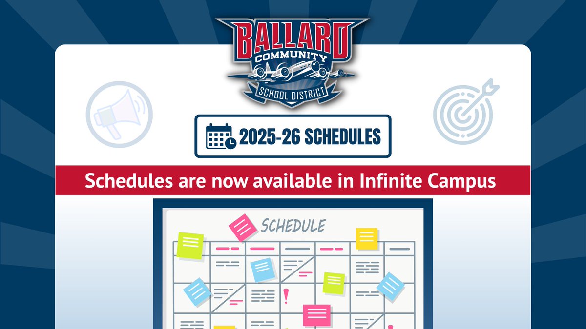 Schedules for the 2025-26 school year are now available in Infinite Campus! If you or your student have any questions, please reach out to your student’s school office for assistance. 🗓️