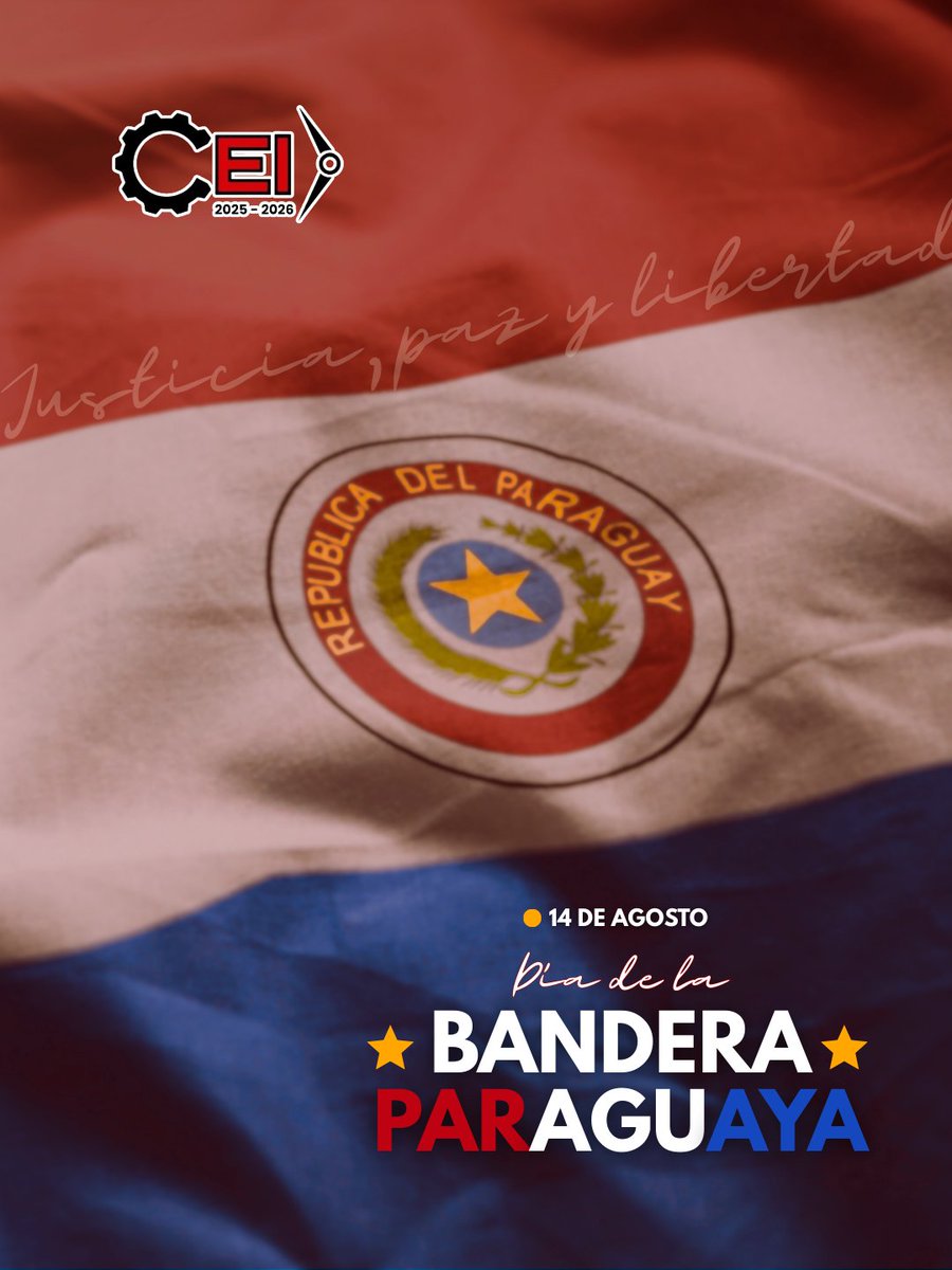 🇵🇾 14 de agosto – Día de la Bandera Paraguaya

Hoy celebramos el símbolo que nos une como nación, que representa nuestra historia, nuestra cultura y la fuerza de nuestro pueblo.

❤️🤍💙 Tres franjas, tres colores, un mismo orgullo: ser paraguayos.