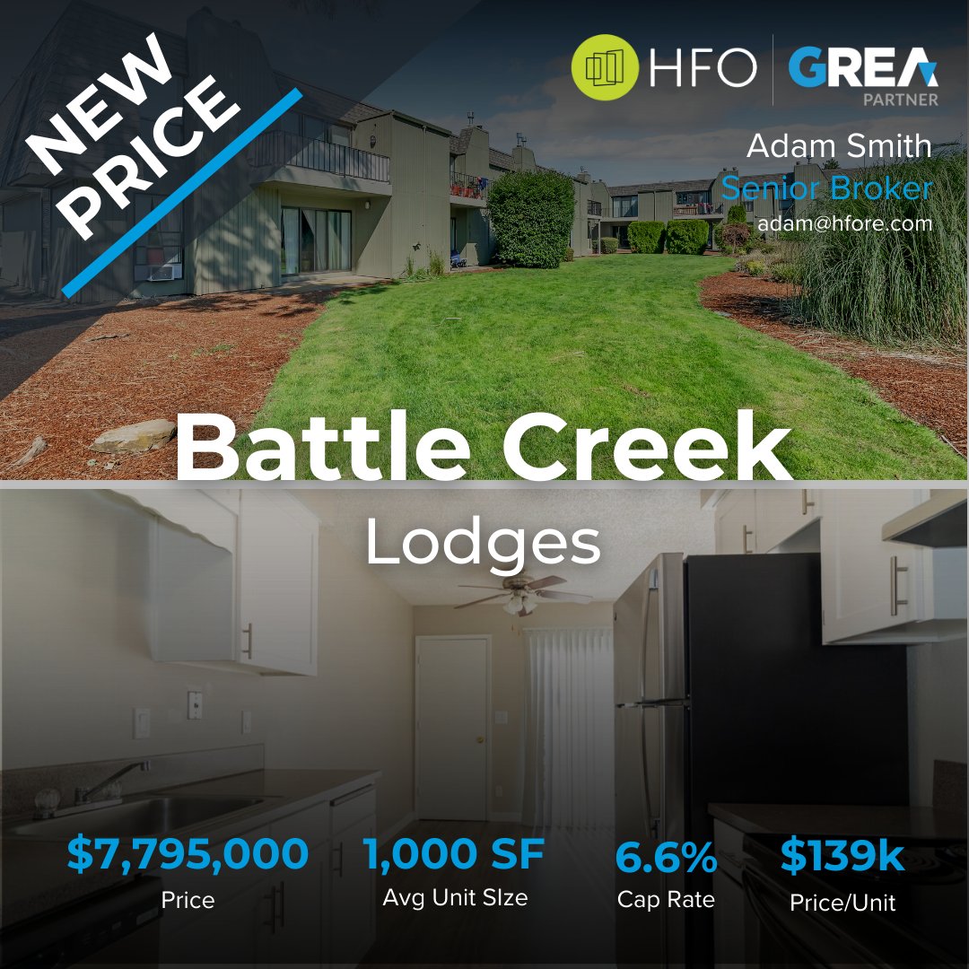 Fresh opportunity in South Salem — 56-unit Battle Creek Lodges is newly priced and ready for the right investor. Offering 1,000 SF two-bedrooms with modern interiors and strong community amenities. Contact Adam Smith for more!

#multifamily #salemrealestate #cre #apartments