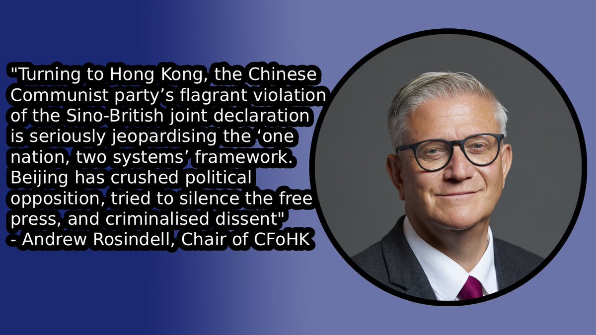 CFofHongKong's tweet photo. In a Parliamentary debate on the 25th of March, our Chair, Andrew Rosindell condemned the CCP's flagrant violation of the Sino-British joint declaration. https://t.co/O9wfm9I0qS