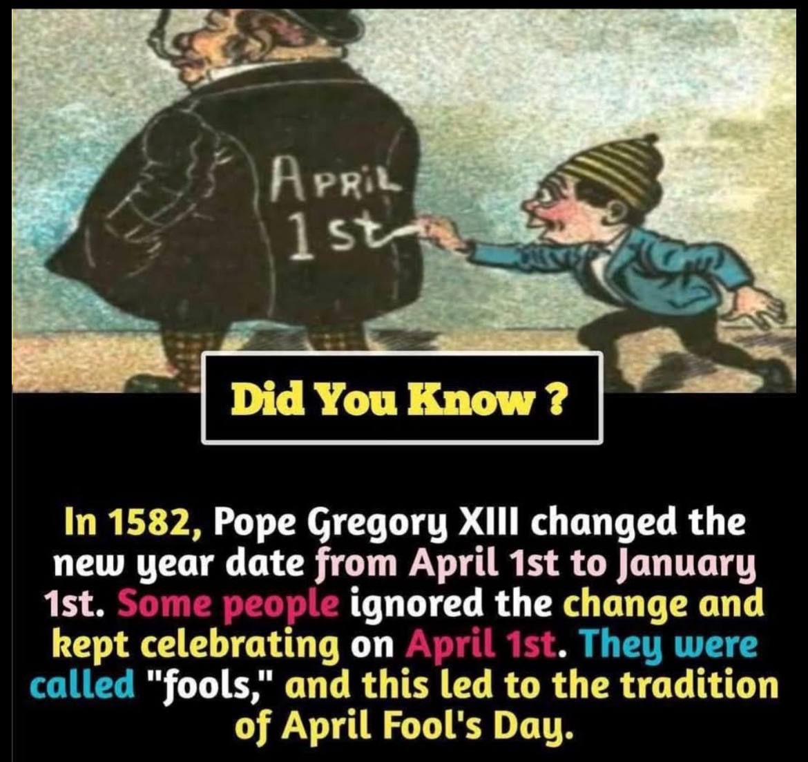 omer_oran15's tweet photo. BAKIN ARKADAŞLAR 👇👇 
1582 YILINDA PAPA GREGORY XIII
TARAFINDAN, 1 NİSAN OLAN YIL BAŞI 1 OCAKa ALINIYOR 
BUNU KABUL ETMEYENLER AYNI TARİHTE KUTLUYOR ve ONLARLA #APTALLAR DENİYOR 
BU 1 NİSAN GELENEĞİNE DÖNÜYOR 👈👇 
ASIL SORU ŞU 
28 GÜN 13 AY OLAN GERÇEK TAKVİMİ SAKLADILAR MI EVT https://t.co/uhthanBeGt