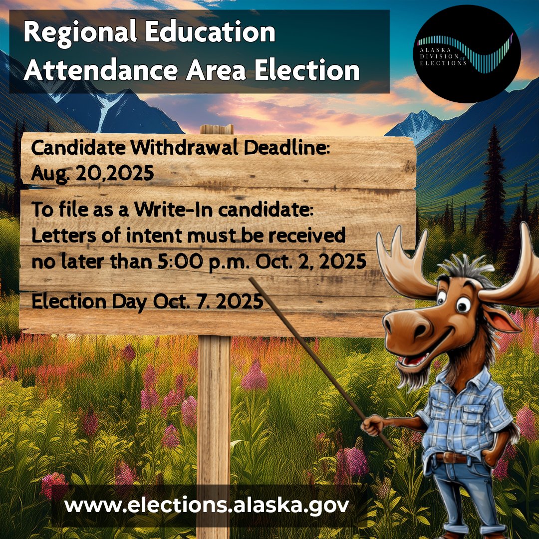 #keepingyouintheknow Another important deadline is approaching for the REAA Election scheduled for Oct.7th. #AlaskaVotes