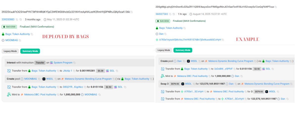 I found $MOONBAG and i show that no royalties found for it!👀👀

After i checked <a href="/solscanofficial/">Solscan</a> i saw that the wallet that deployed $MOONBAG was Bags: Token Authority!👀👀

solscan.io/tx/3932SVuukFt…

CA: 13Abzxa1LRWn8YFq3hi6CLPpr9wrFaH7s7sp1DAtBAGS

If you can check other