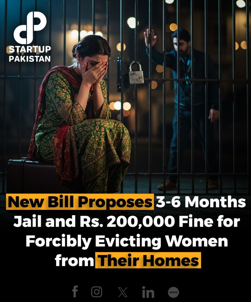 PakStartup's tweet photo. The National Assembly has introduced the Criminal Law (Amendment) Bill 2025, seeking to make the unfa_ir evic_tion of women from their homes a punishable offe_nce.
#WomenRights #PakistanLaw #NAUpdate #StartupPakistan https://t.co/nm5fssnid1