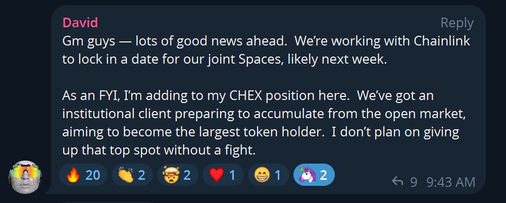 flowing _phases (@flowing_phases) on Twitter photo The $CHEX narrative keeps getting better every day. Just this week we got huge news regarding the new <a href="/ChintaiNetwork/">Chintai</a> and <a href="/chainlink/">Chainlink</a> partnership. The head of the USA's SEC, <a href="/SECPaulSAtkins/">Paul Atkins</a>, is turbo spoonfeeding us tokenization of everything, and CEO <a href="/GunnisonCap/">David Packham</a> just cracked The $CHEX narrative keeps getting better every day. Just this week we got huge news regarding the new <a href="/ChintaiNetwork/">Chintai</a> and <a href="/chainlink/">Chainlink</a> partnership. The head of the USA's SEC, <a href="/SECPaulSAtkins/">Paul Atkins</a>, is turbo spoonfeeding us tokenization of everything, and CEO <a href="/GunnisonCap/">David Packham</a> just cracked