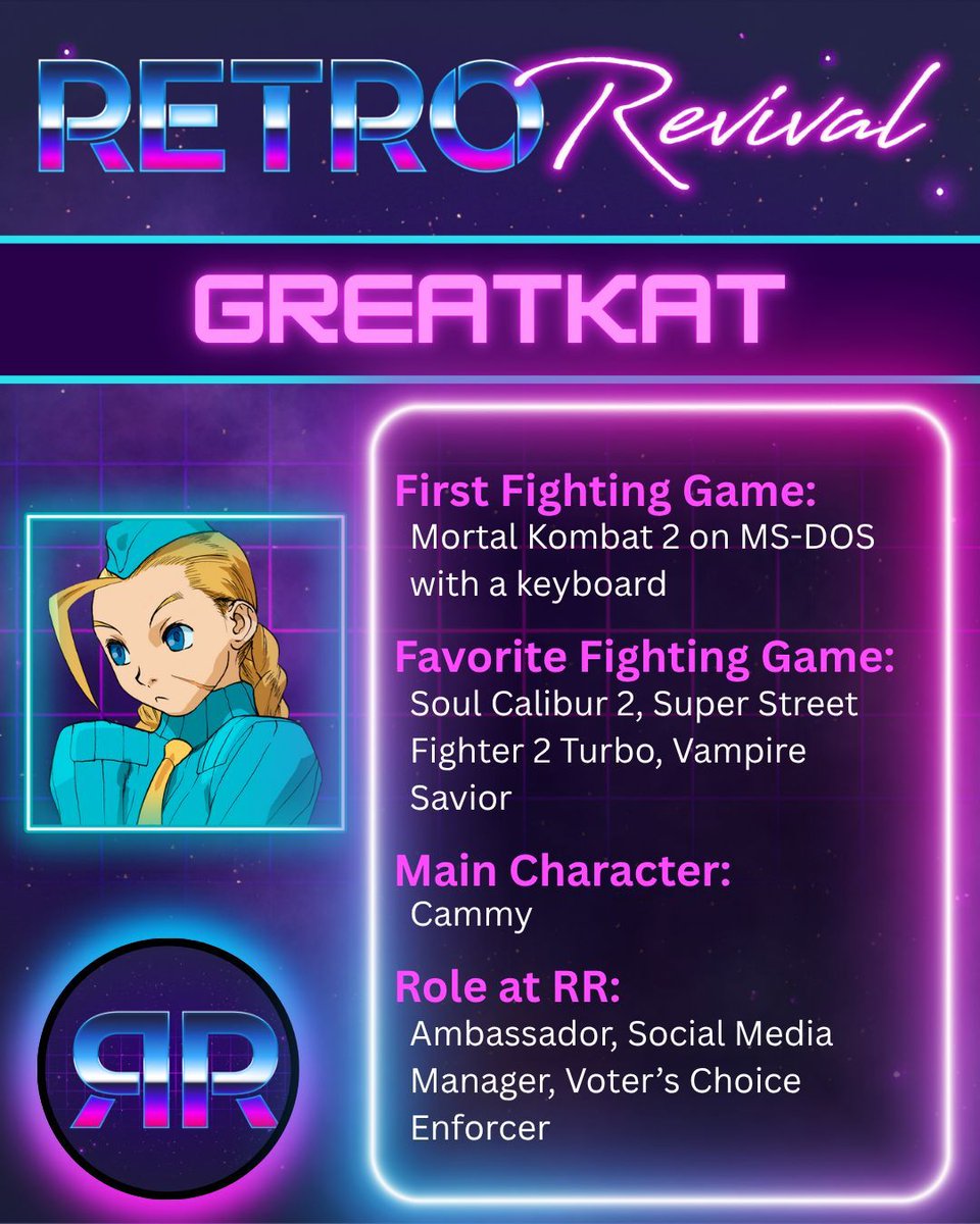 Retro Revival (@retrorevivalfgc) on Twitter photo First up is <a href="/greatkat/">Katie Shiver</a> She’s our social media guru and the force behind all things visual. From graphics to trophies, she makes sure Retro Revival looks as good as it runs. She’s the reason you never miss a vote. First up is <a href="/greatkat/">Katie Shiver</a> She’s our social media guru and the force behind all things visual. From graphics to trophies, she makes sure Retro Revival looks as good as it runs. She’s the reason you never miss a vote.