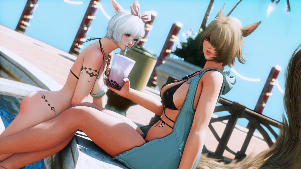 "Making such generous new friends..♡! Thank you for the sip!!"

\#miqote \#ffxivsnaps \#FFXIVSelfie \#MateriaDC \#MoonfireFaire \#ffxivgposers