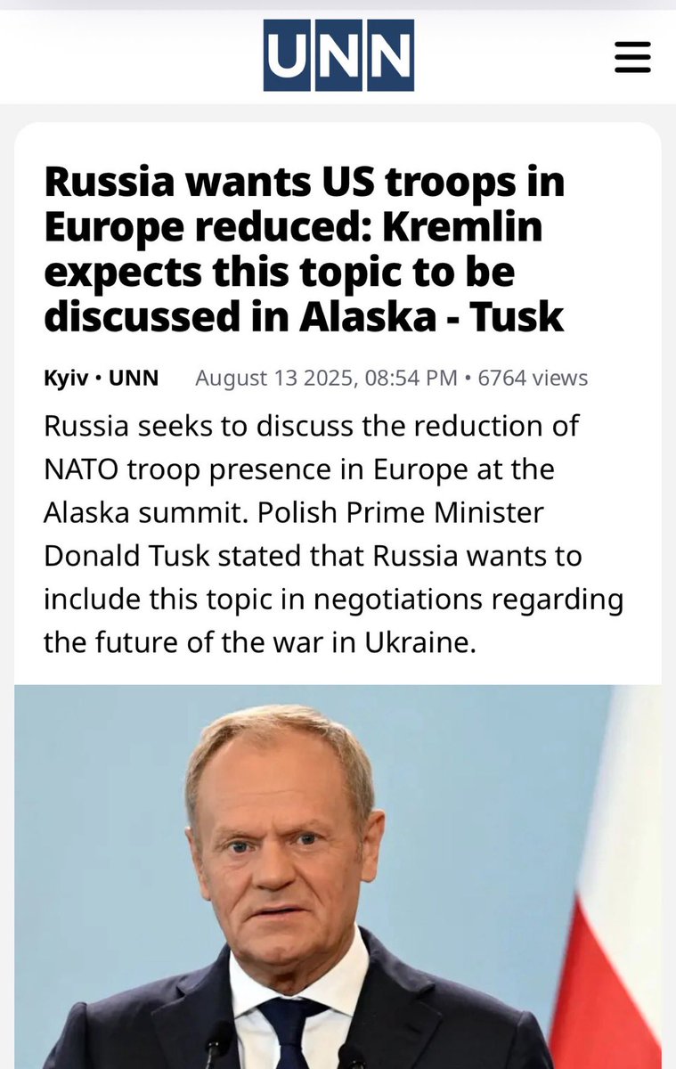 ‼️Tusk met en garde contre les visées🇷🇺 sur l'OTAN en Pologne ⚡️⚡️
Le 1er ministre🇵🇱 Tusk avertit que la 🇷🇺 cherche à lier les négociations sur l'🇺🇦 à une réduction des forces de l'OTAN, en particulier en Pologne, dans le but d'affaiblir la sécurité en 🇪🇺 de l'Est.
Moscou