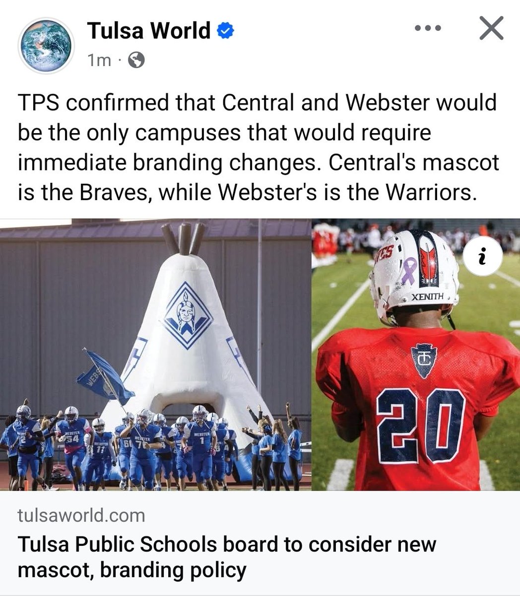OklaHombre (@okla_hombre) on Twitter photo Neither of these schools can seem to break 10% proficiency rates - but <a href="/TulsaSchools/">TulsaSchools</a> is focused on changing their MASCOTS!
Tulsa Webster is so tore up that they couldn't even field a FB team a couple of yrs ago. Neither of these schools can seem to break 10% proficiency rates - but <a href="/TulsaSchools/">TulsaSchools</a> is focused on changing their MASCOTS!
Tulsa Webster is so tore up that they couldn't even field a FB team a couple of yrs ago.